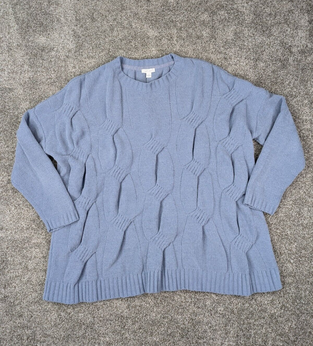 J Jill Sweater Womens M Blue Chenille Chunky Cable Knit Oversized BluQuartz Cozy